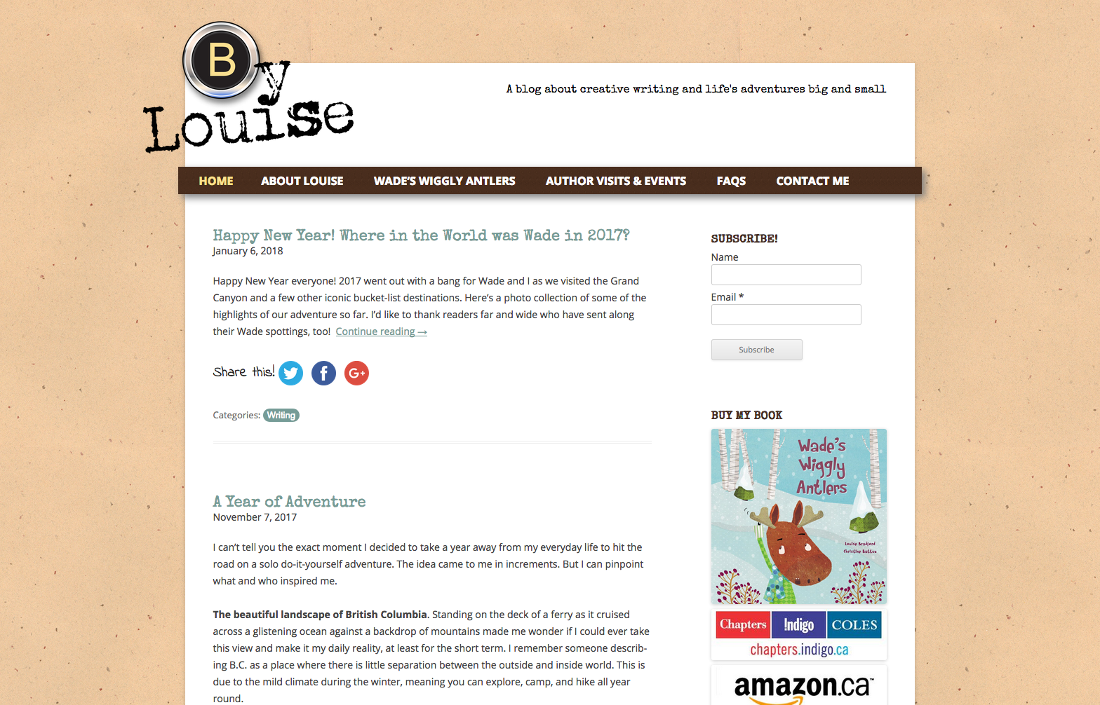 Screenshot of the website Louisebradford.com